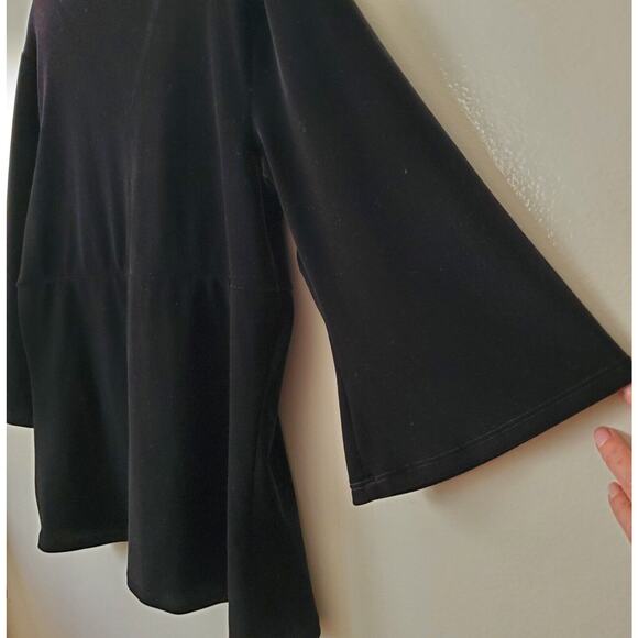 Coldwater Creek S Black Velvet Tunic Peplum Tailored Bustline Party Holiday Cozy - Picture 7 of 11